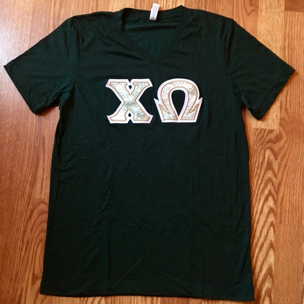 Chi Omega Med. V-neck Letter Shirt